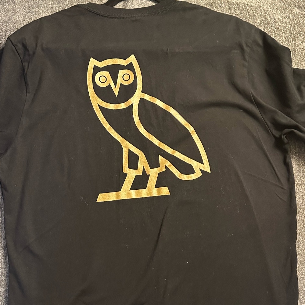 OVO October's Very Own Member  Black Shirt Gold Owl Logo Drake Size M